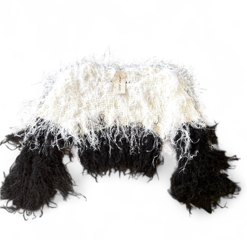Chic Black and White Fuzzy Sweater